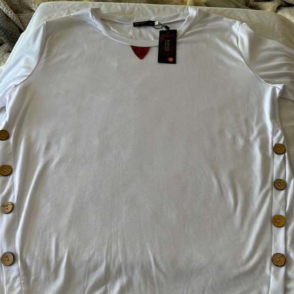 NWT Long Sleeve Jersey Knit Top size XXL Button Details Elbow Patch Unique Shirt - Picture 3 of 10